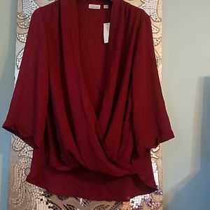 Sweat Pea Maroon sheer blouse